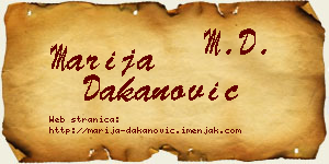 Marija Dakanović vizit kartica